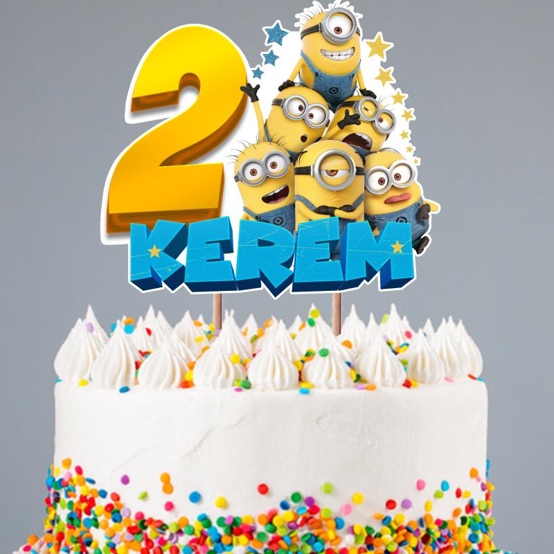 Kişiye Özel Minions Konseptli Pasta Süsü Seti