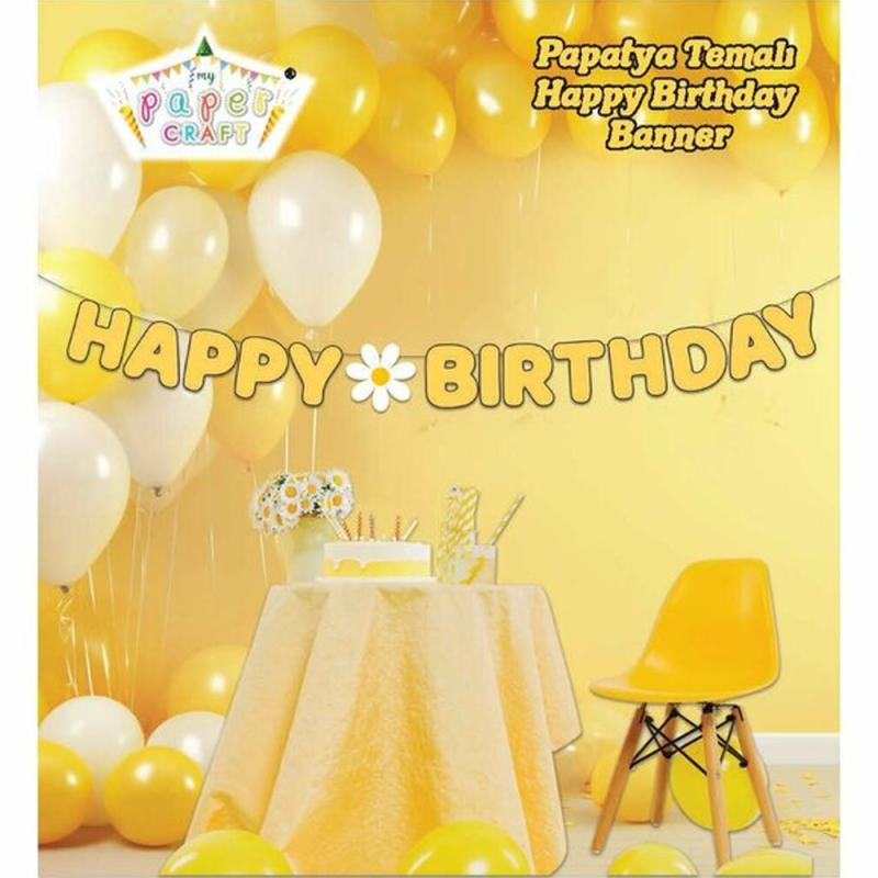 Papatya Konseptli Happy Birthday Kaligrafı Yazısı