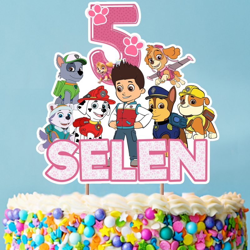 Kişiye Özel Paw Patrol Konseptli Pasta Süsü Seti