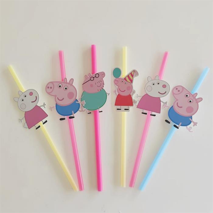 Peppa Pig Temalı Pipet 6 Adet