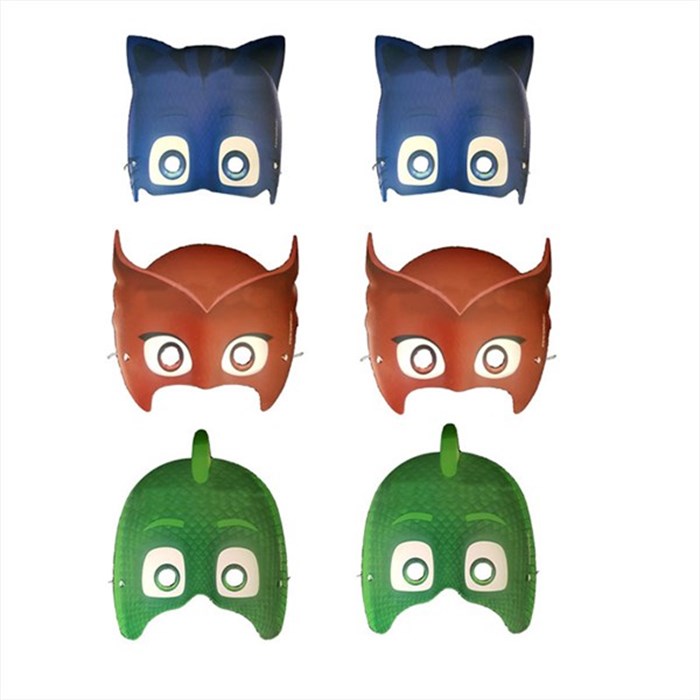 Pj Masks Pijamaskeliler Doğum Günü konseptli Kağıt Maske - 6 Adet