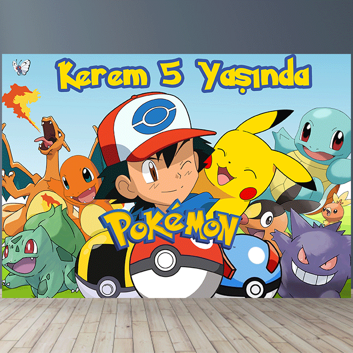 Kişiye Özel Pokemon Konseptli Doğum Günü Afişi