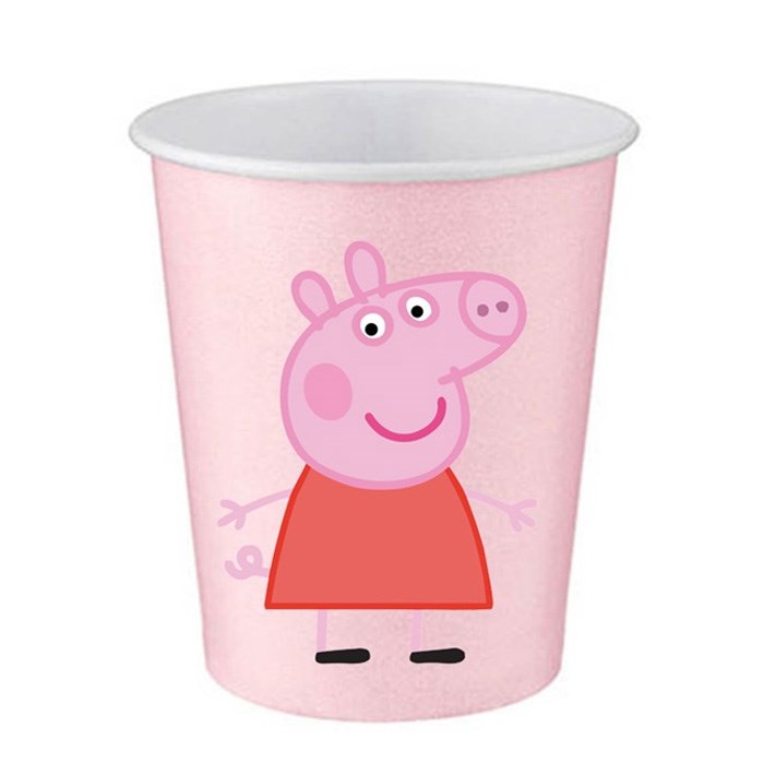 Peppa Pig Temalı Sticker Pembe Bardak - 8 Adet