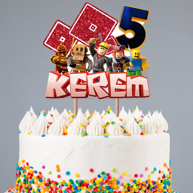 Kişiye Özel Roblox Konseptli Pasta Süsü Seti
