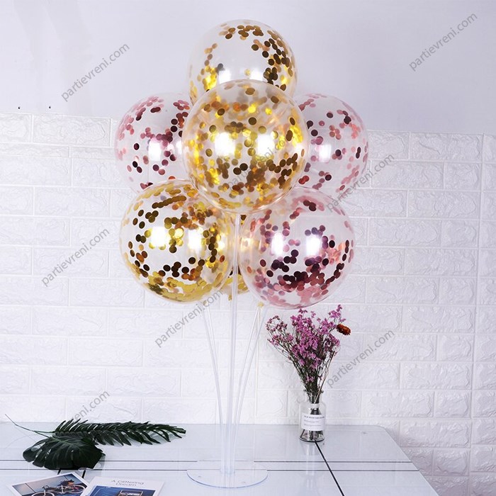 Rose ve Gold Renk Konfetili  Balon Standı