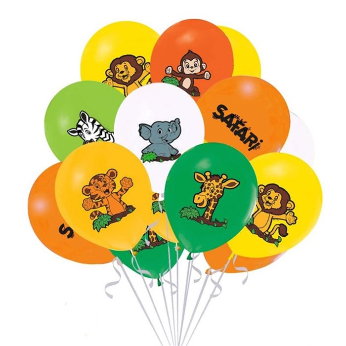 Safari Sevimli Hayvanlar Temalı Baskılı Balon - 5 Adet