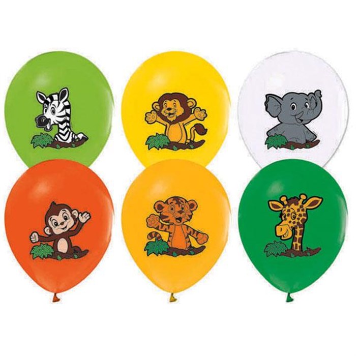 Safari Sevimli Hayvanlar Temalı Baskılı Balon - 5 Adet