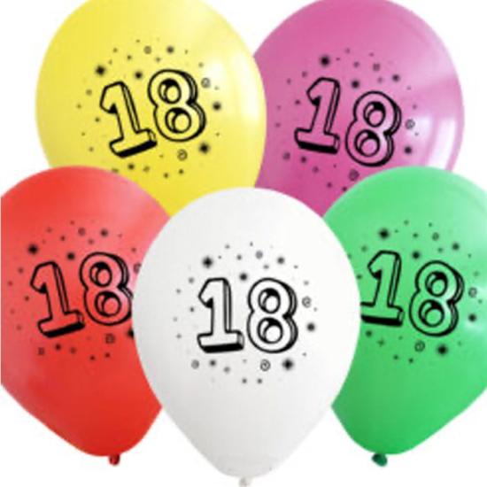 18 Yaş Baskılı Renkli Balon - 5 Adet