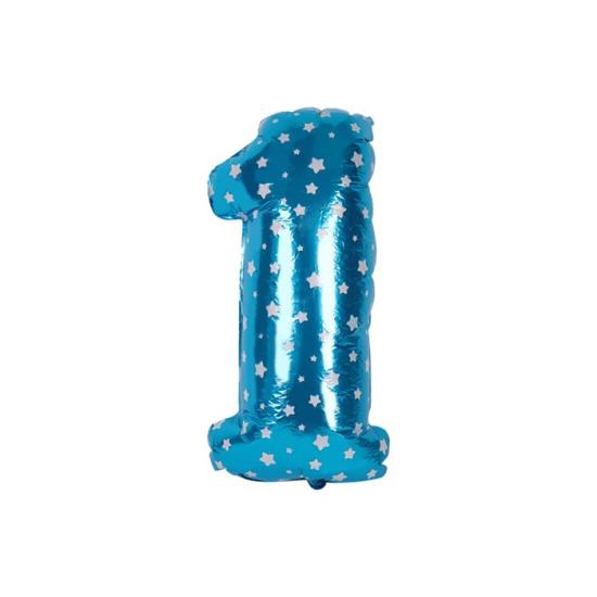 Mavi Yıldızlı 1 Rakam Folyo Balon 40 cm