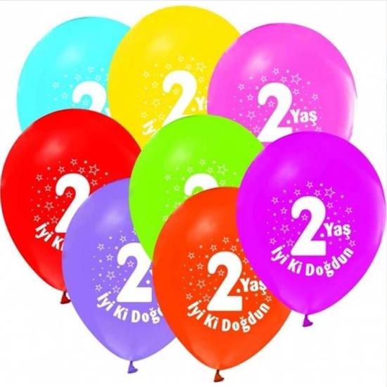 2 Yaş Konsepti Renkli Balon 5’li