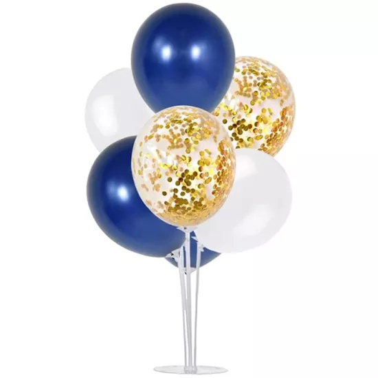 Ayaklı Balon Standı - Gold Konfetili Lacivert
