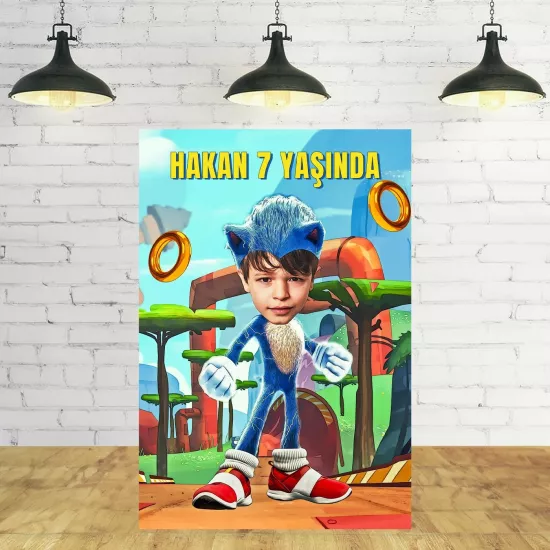 Sonic Temalı Kişiye Özel Portre Afiş