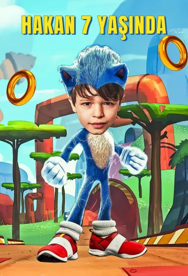 Sonic Temalı Kişiye Özel Portre Afiş