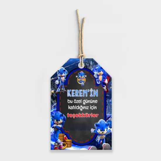 Sonic Temalı Kişiye Özel Teşekkür Kartı 8’li