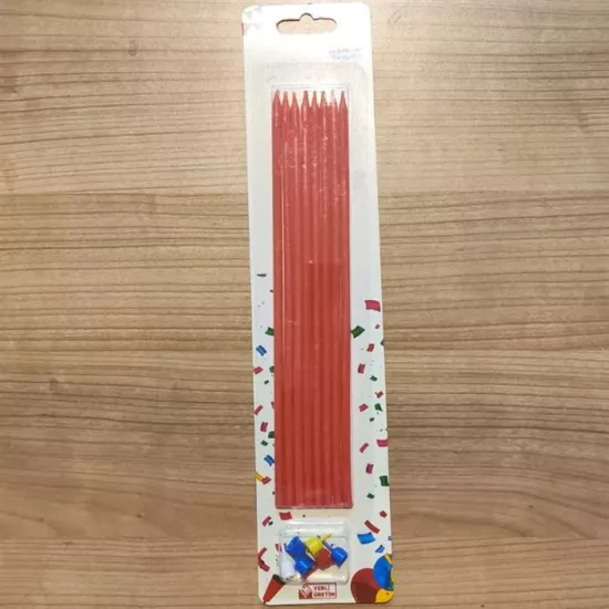 Kırmızı Uzun Mum 7 Adet