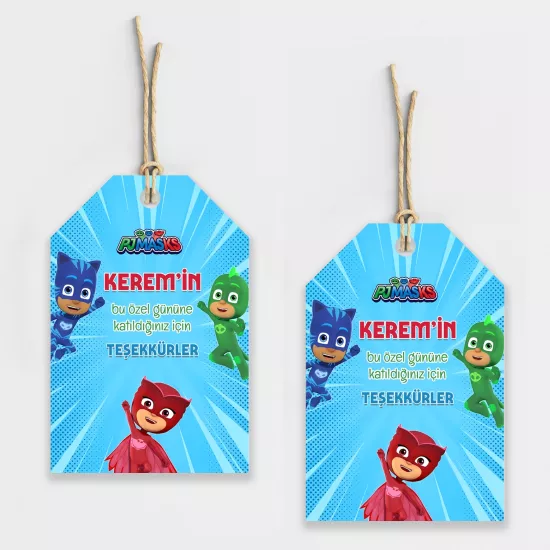 Pijamaskeliler Temalı Kişiye Özel Teşekkür Kartı