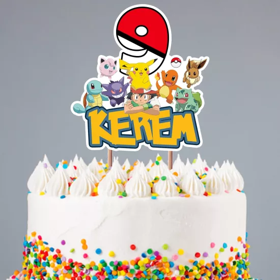 Kişiye Özel Pokemon Temalı Pasta Süsü Seti