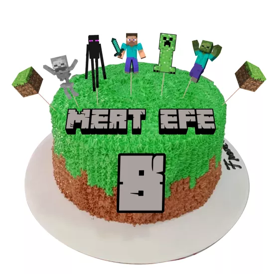 Kişiye Özel Minecraft İsimli Pasta Süsü Seti