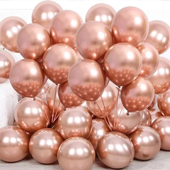 Rose Gold Krom Kaplı Metalik Balon - 50 Adet