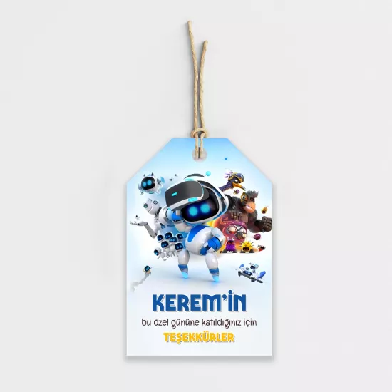 Astro Bot Temalı Kişiye Özel Teşekkür Kartı 8’li