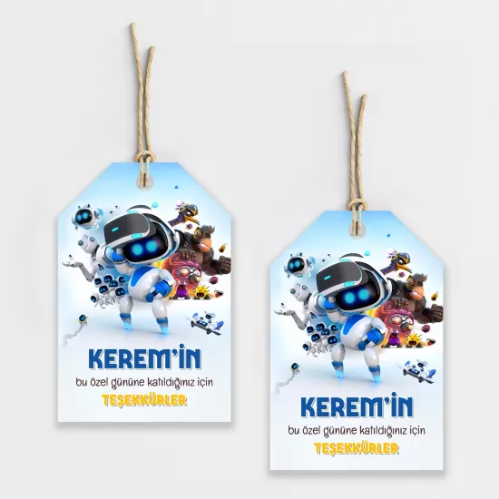 Astro Bot Temalı Kişiye Özel Teşekkür Kartı 8’li