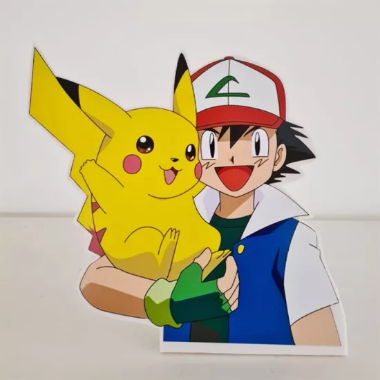Ayaklı Dekor Pano - Ash ve Pikachu - 30 cm