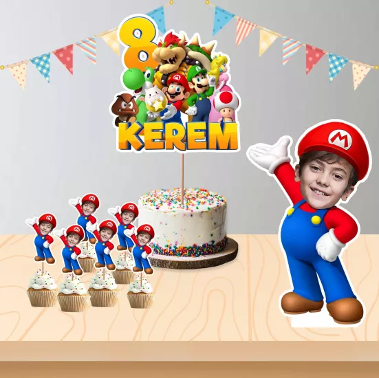 Kişiye Özel Super Mario Temalı Pano ve Pasta Süsü