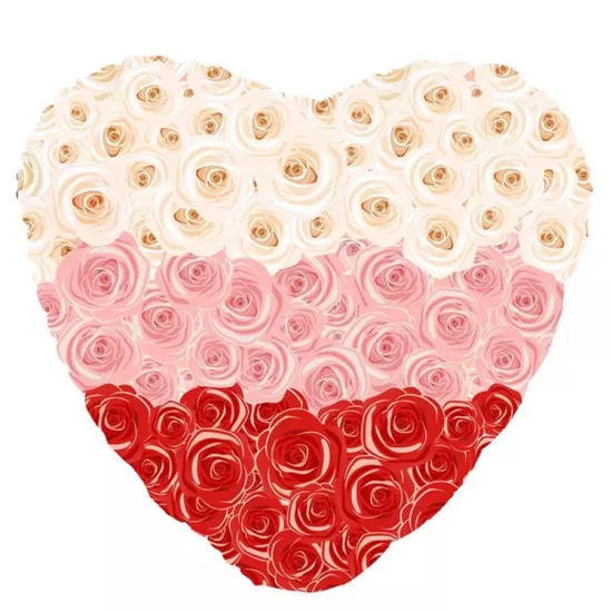Gül Desenli Kalp Folyo Balon - 45 cm