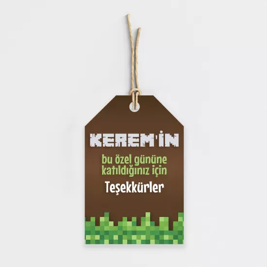 Minecraft Temalı Kişiye Özel Teşekkür Kartı 8’li