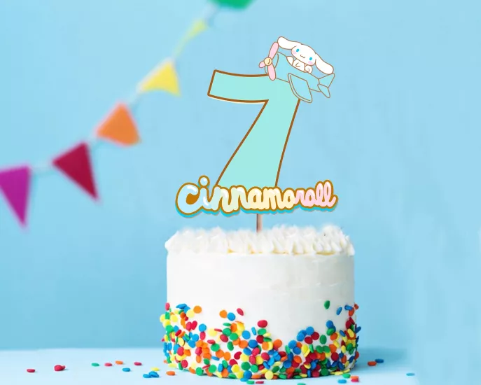 Sanrio Cinnamoroll Temalı 7 Rakam Pasta Süsü