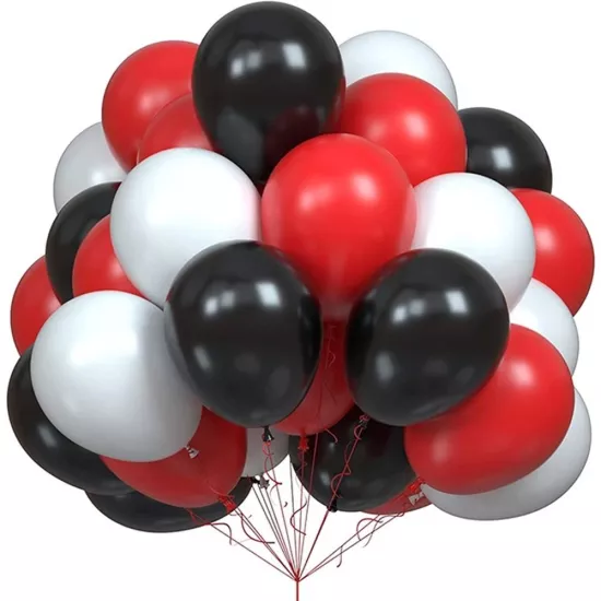 Siyah Kırmızı Beyaz Karışık Balon Seti 10’lu