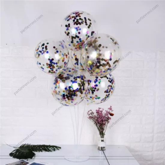 Ayaklı Balon Standı - Karışık Konfetili Şeffaf