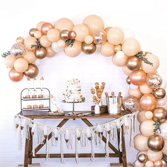 Açık Somon Rose Gold Krom Konfetili Balon Zincir
