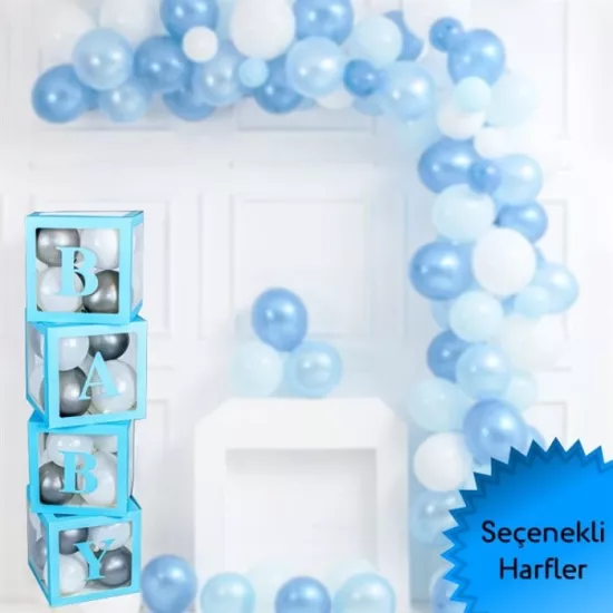 Şeffaf Kutu ve Harf - Mavi - 25 Cm - Harf