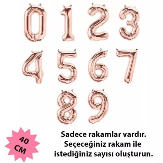 Rose Gold Rakam Folyo Balon - 40 cm