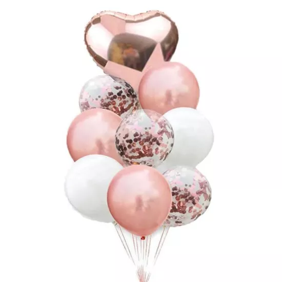 Rose Beyaz Kalpli Balon Seti - 10 Adet