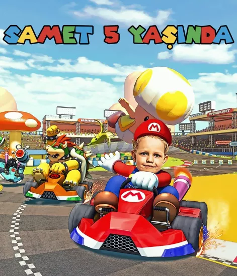 Super Mario Kart Temalı Kişiye Özel Portre Afiş