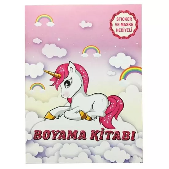 Unicorn Temalı Boyama Kitabı (Çıkartma+Maskeli)