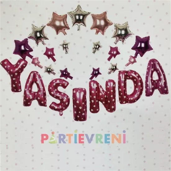 Yaşında Yazılı Pembe Folyo Balon Seti
