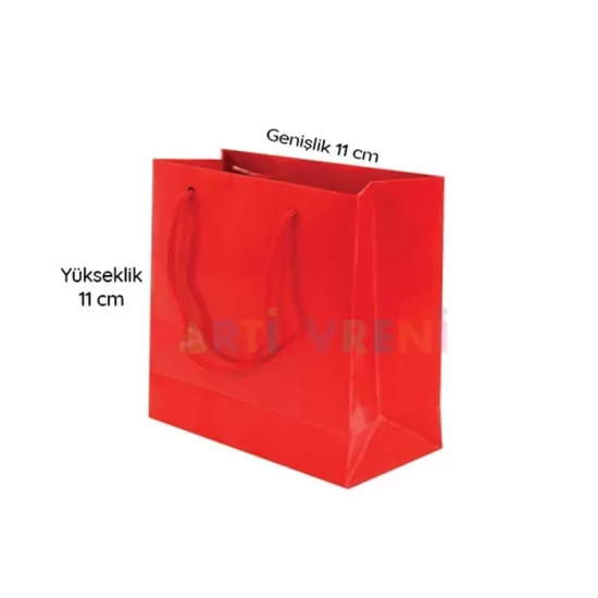Kırmızı Hediyelik Karton Çanta - 11 cm x 11 cm