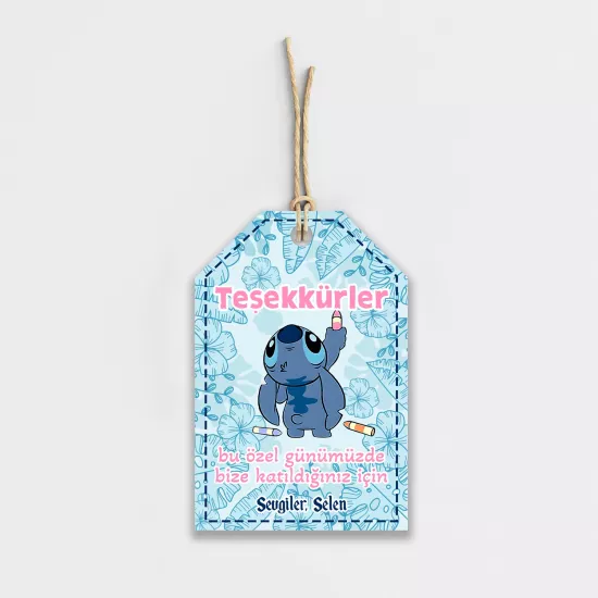 Stitch Temalı Kişiye Özel Teşekkür Kartı 8’li