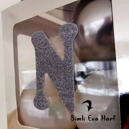 Şeffaf Kutu ve Harf - Gümüş - 25 Cm - Harf