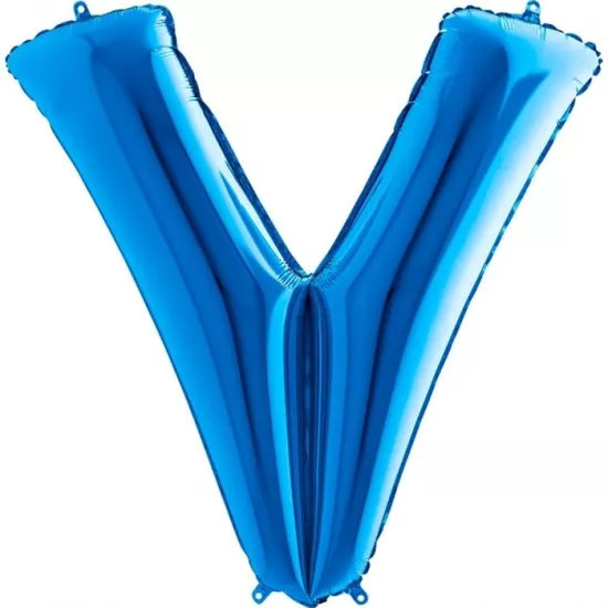 V Harfi Mavi Folyo Balon 1 Metre