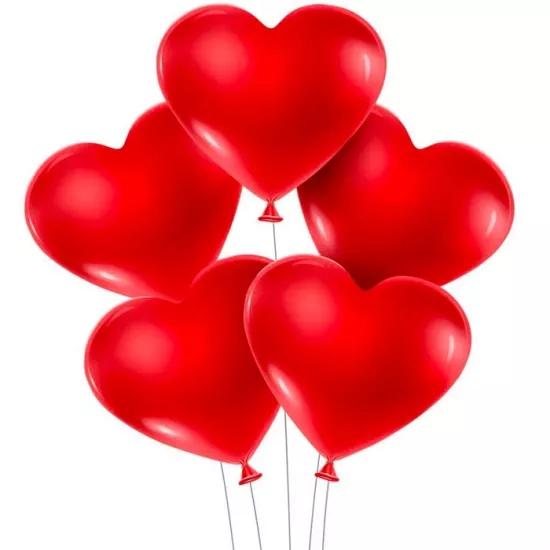 Kalp Şekilli Kırmızı Lateks Balon - 5 Adet