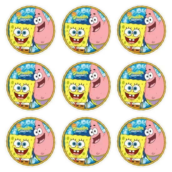 Sünger Bob Temalı Etiket 10 Adet - 5 cm
