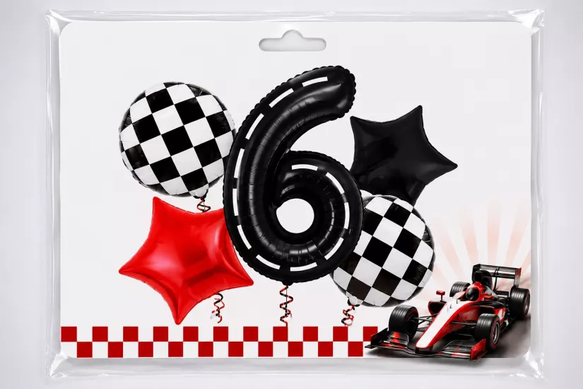 Yarış Temalı 6 Yaş Rakam Folyo Balon Seti