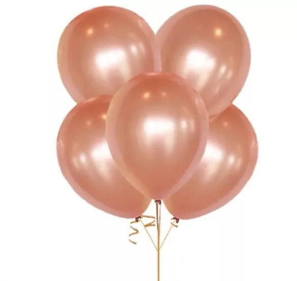 Rose Gold Metalik Baskısız Lateks Balon - 5 Adet