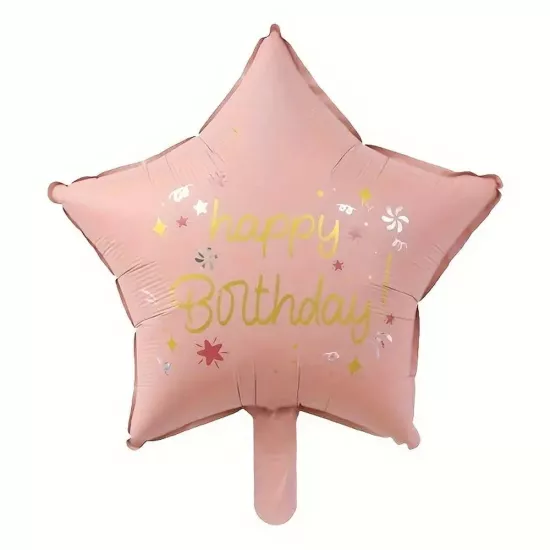 Pembe Retro Happy Birthday Folyo Balon