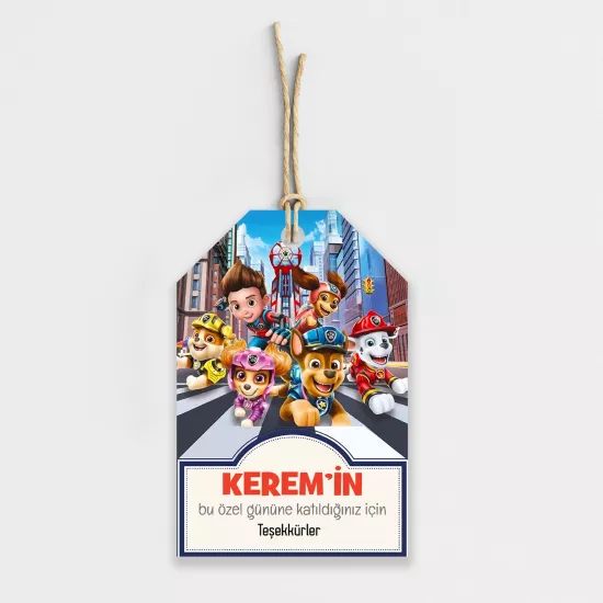 Paw Patrol Temalı Kişiye Özel Teşekkür Kartı 8’li