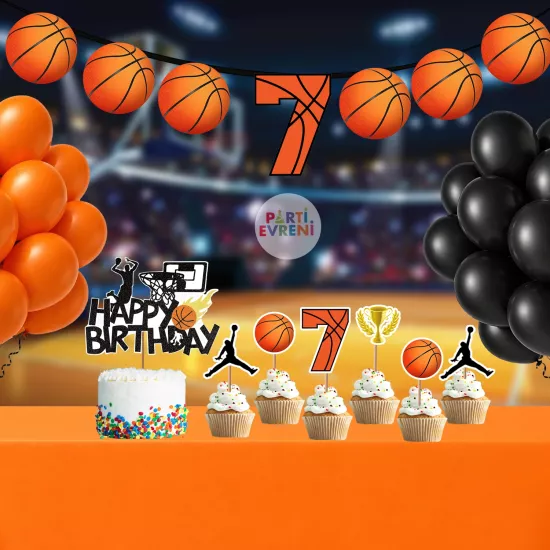 Basketbol Doğum Günü Seti | Yaş Seçenekli Afiş